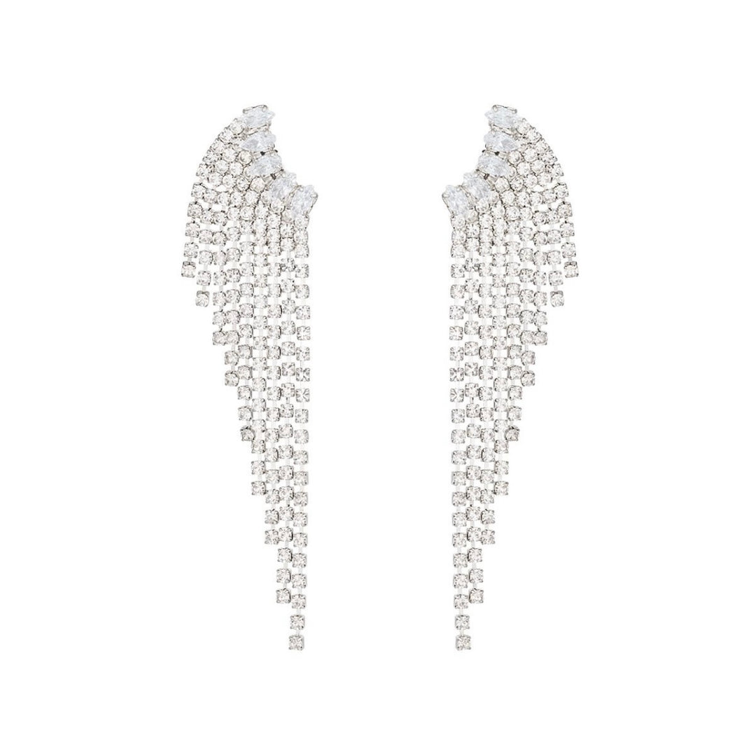 WING SILVER WHITE EARRINGS