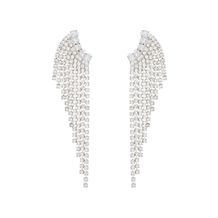 WING SILVER WHITE EARRINGS