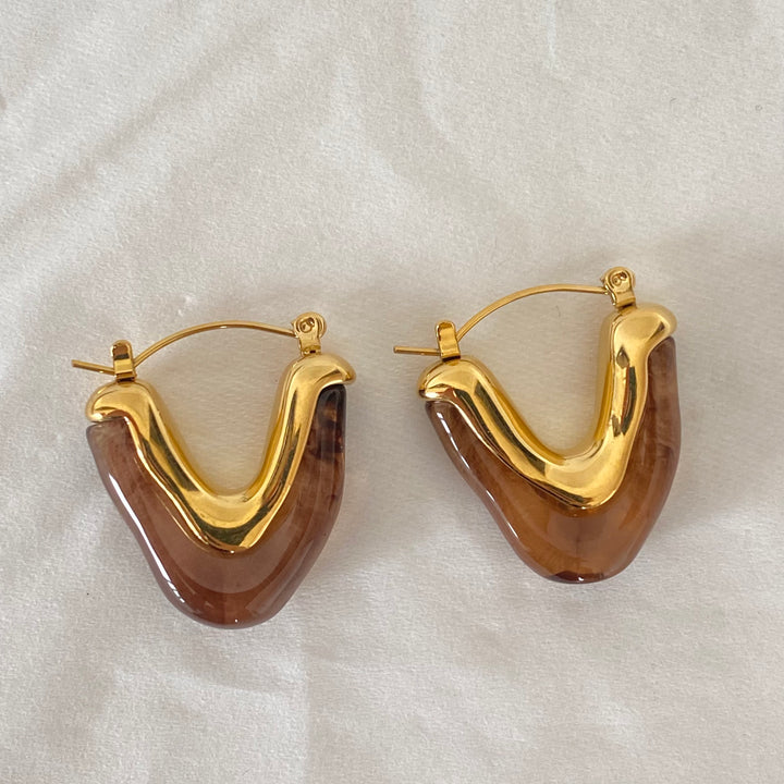 MEG GOLD AMBER EARRINGS