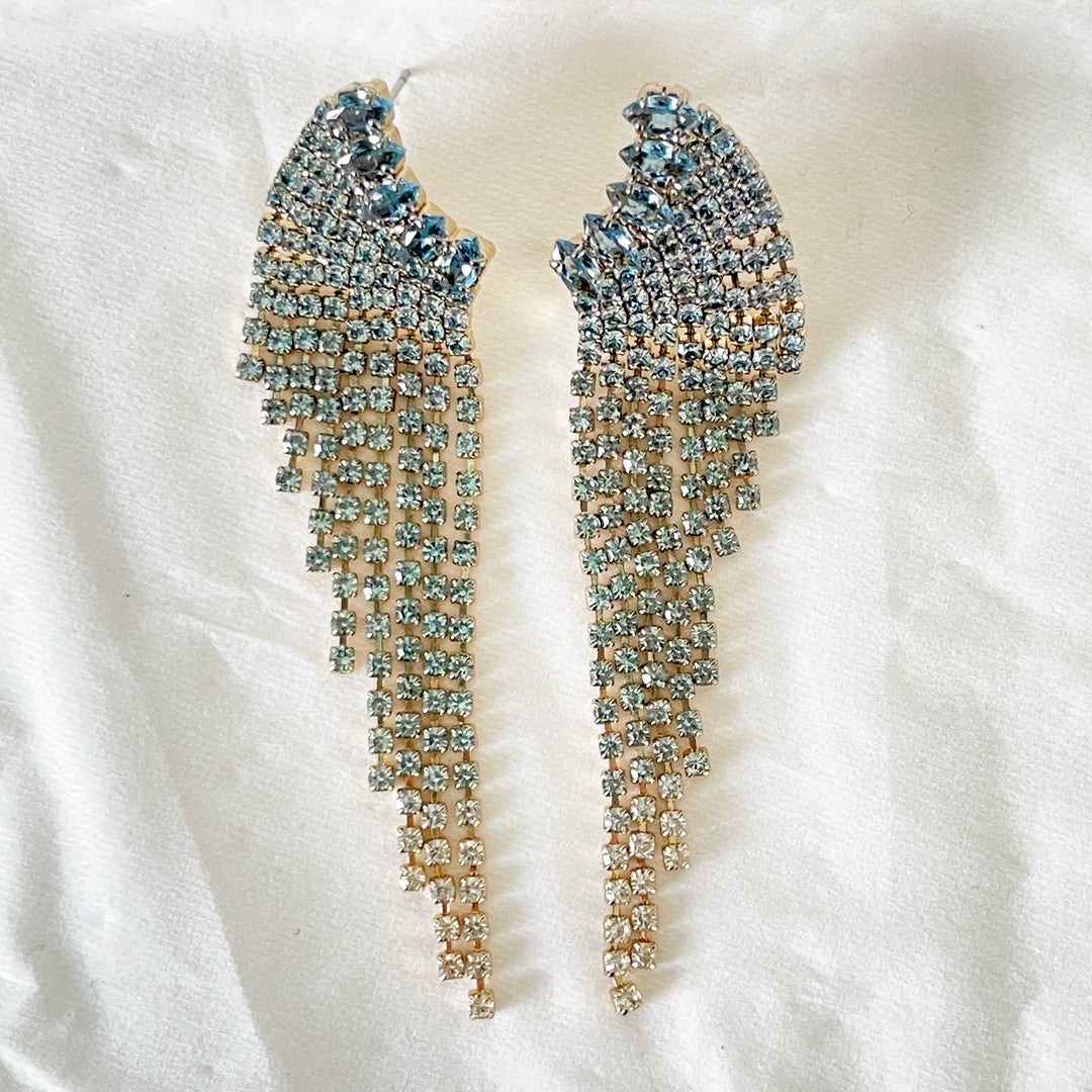 WING GOLD BLUE EARRINGS