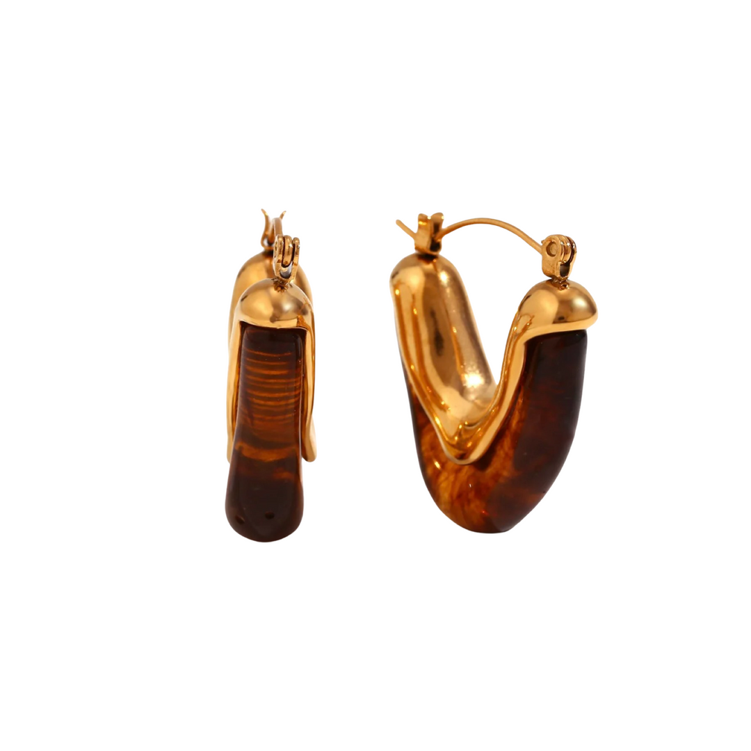 MEG GOLD AMBER EARRINGS